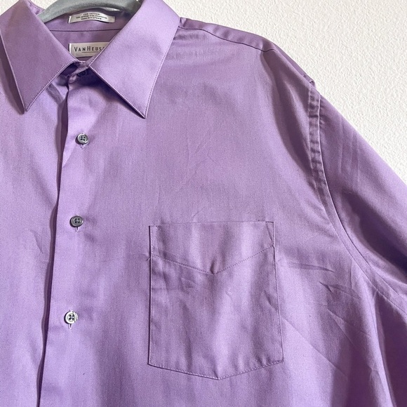 Van Heusen Big Fit Stretch Flex Wrinkle Free Dress Shirt Lavender - Picture 11 of 15